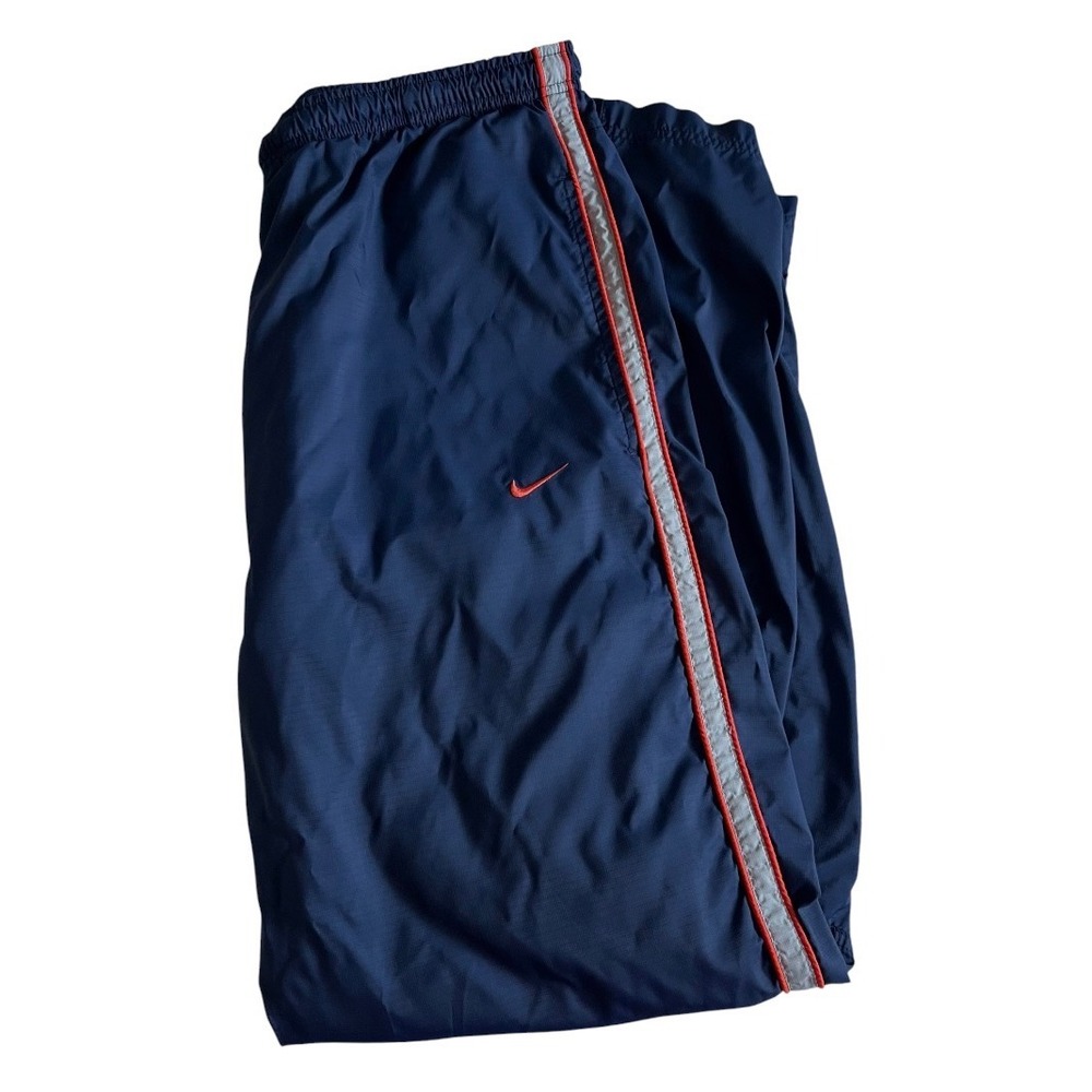 Vintage Nike Track Pants Mens Large Navy Orange Stripe Y2K Windbreaker Large